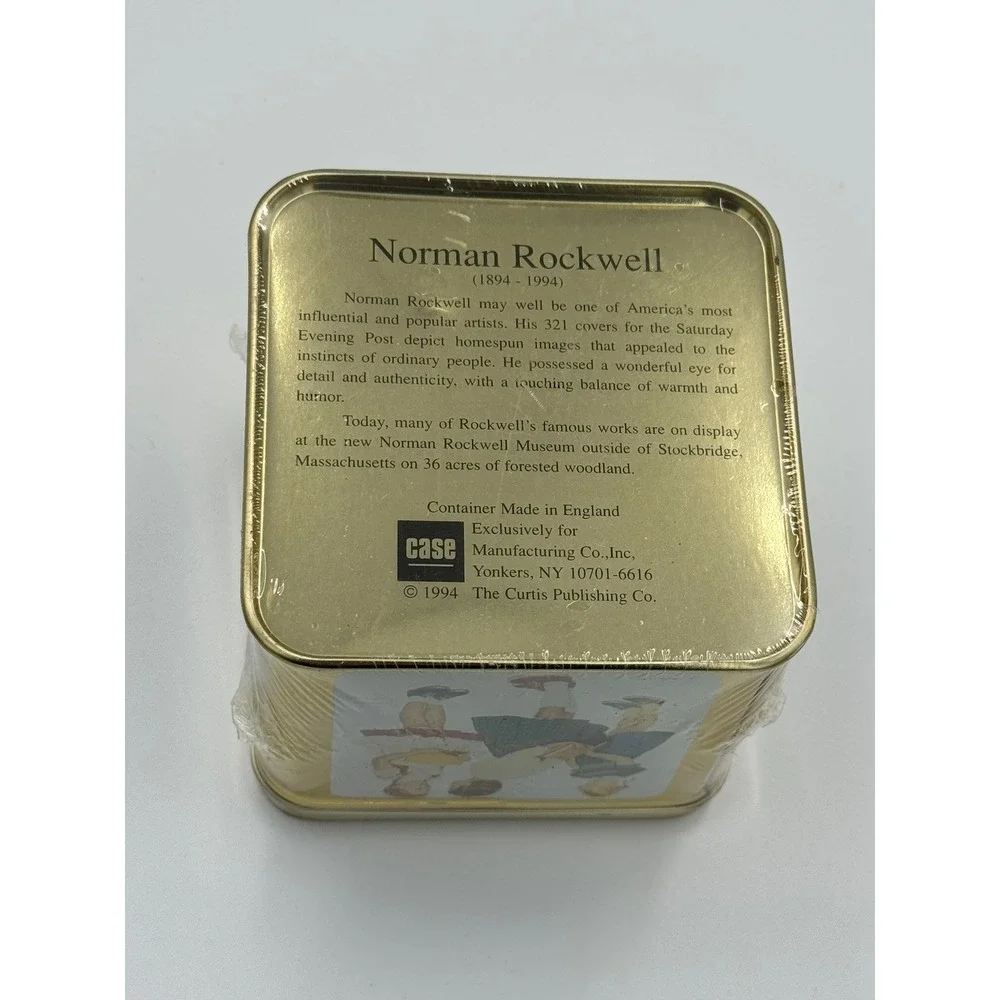Vintage 1994 Norman Rockwell Memo Paper in Gold Tin Saturday Evening Post Sealed